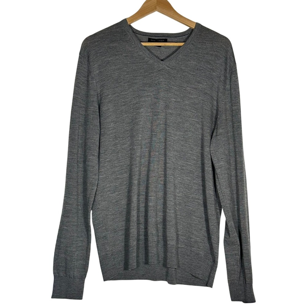 Banana Republic Mens Gray V Neck Merino Wool Sweater Dark Academia  Preppy Large